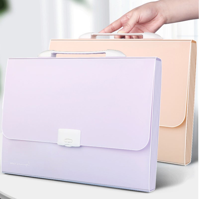 13-Pocket Expanding File Folder Organizer 13x10.2 Inches Portable Plastic Document Holder With 12 Labels Waterproof - Pink Accordion Folder For Home Office - Image 3