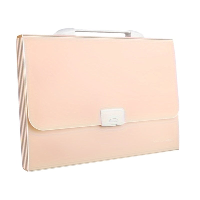 13-Pocket Expanding File Folder Organizer 13x10.2 Inches Portable Plastic Document Holder With 12 Labels Waterproof - Pink Accordion Folder For Home Office - Image 1