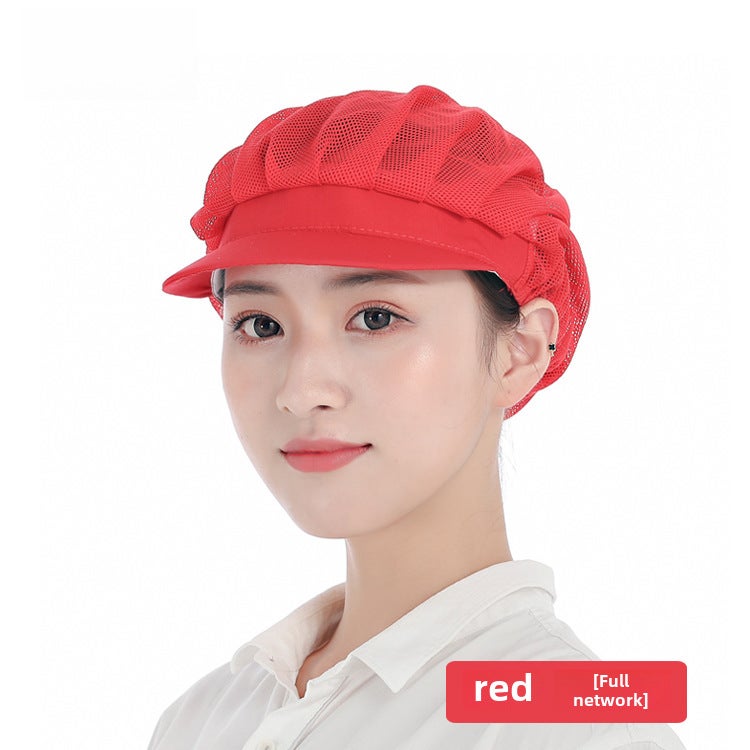Breathable Chef Cap Dustproof Kitchen Work Hat for Women Red Full Network 