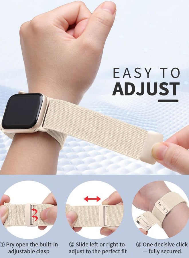 Sunnywoo Stretchy Nylon Band Compatible with Apple Watch Bands 42mm 40mm 41mm 38mm for Women Men, Sport Loop Band for iWatch Series 11 10 9 8 7 6 5 4, Se Adjustable Elastic Strap for Workout - Image 3