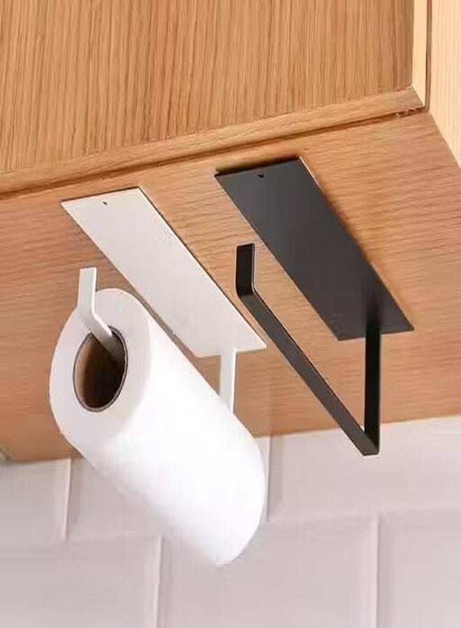 Hakily Metal Black Tissue Roll Paper Holder/Paper Towel Holder for Home, Paper Roll Dispenser Self Adhesive Wall Mounted 3 in 1 Paper Towel Holders- No Drilling (1pcs, Tissue Rack) - Image 1