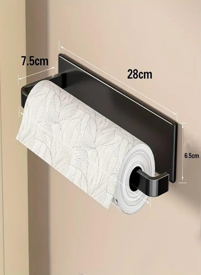 Hakily Metal Black Tissue Roll Paper Holder/Paper Towel Holder for Home, Paper Roll Dispenser Self Adhesive Wall Mounted 3 in 1 Paper Towel Holders- No Drilling (1pcs, Tissue Rack) - Image 3