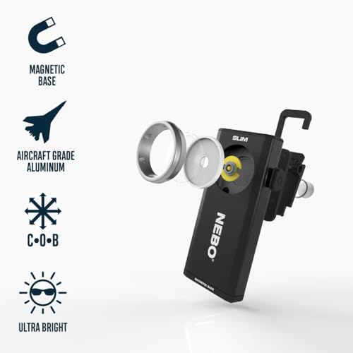 NEBO SLIM Pocket Flashlight | 500 Lumens, Rechargeable Mini EDC Work Light, Magnetic Base & Dimmable Brightness, Durable & Water Resistant, Includes Charging Cable — Black - Image 2