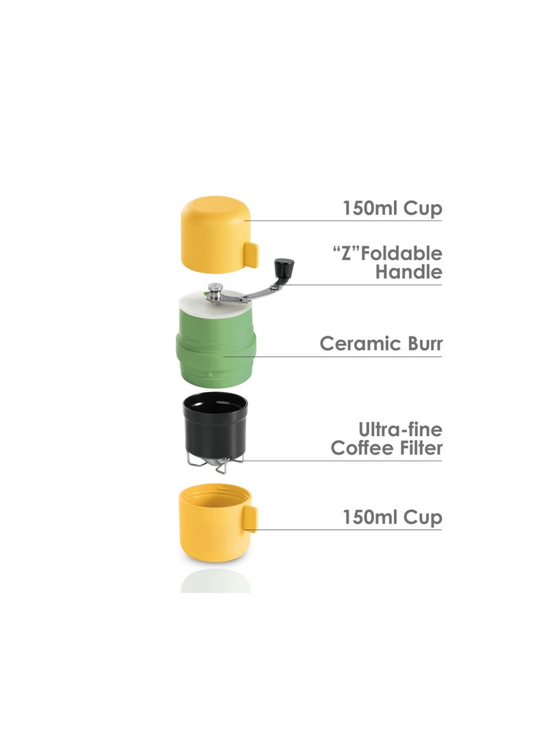 SOLARAE Portable Manual Coffee Grinder with Conical Ceramic Burr, Adjustable Coarseness, Foldable Handle, Ideal for Outdoor Travel, Camping, Office, and Home Use. - Image 3