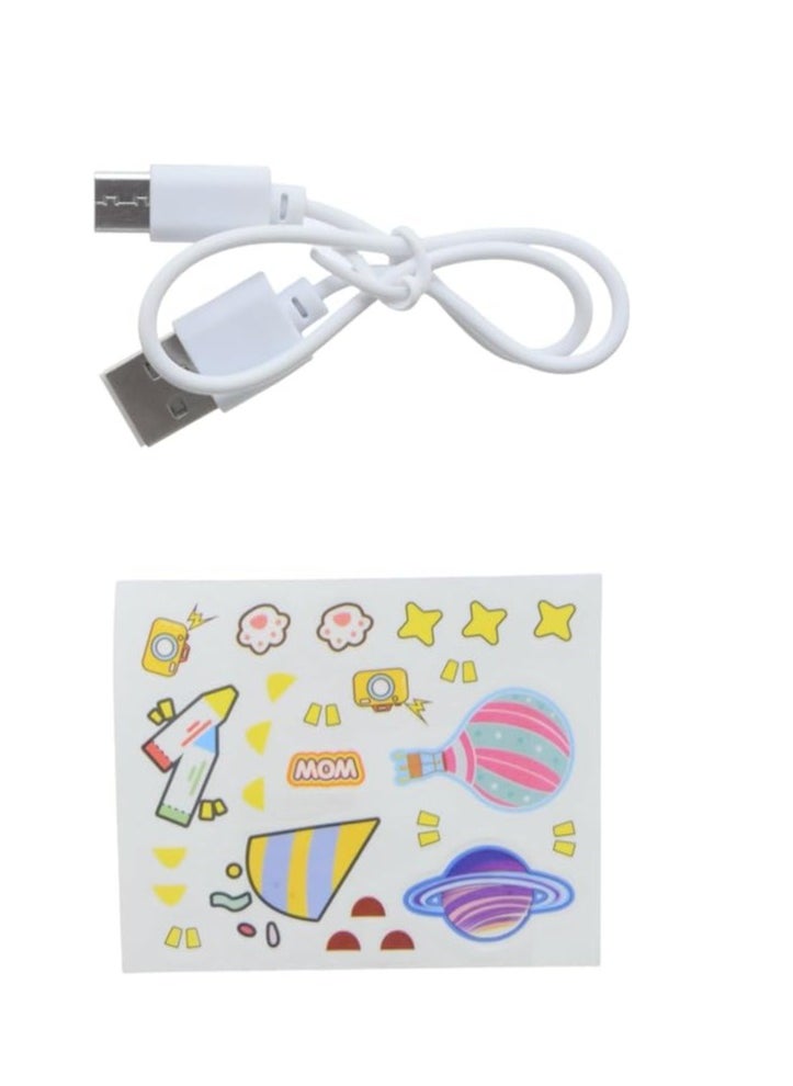 ماركة غير محددة أباجوره ليد إضاءة 3 مستويات وحصالة للأطفال معها شاحن USB لون أزرق * كريمي..  - Image 2
