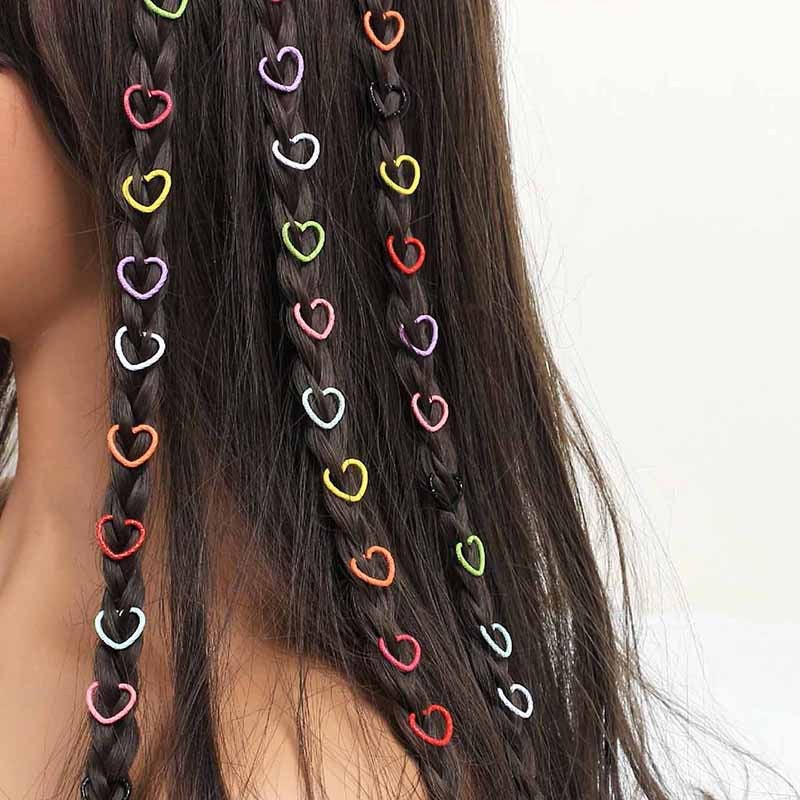 حلقات شعر معدنية للأطفال بشكل قلب ونجمة (50 قطعة) - Image 1