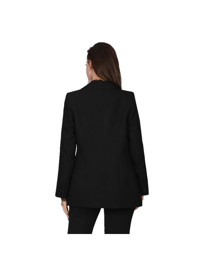 Smoky Egypt Elegant Lady Solid Blazer-Black - Image 5