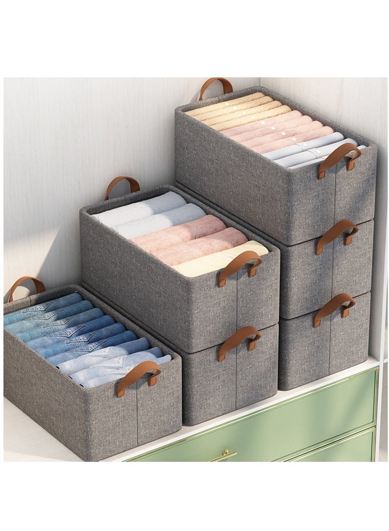 XiuWoo 6 Pack Foldable Wardrobe Clothes Organizer, Jeans Drawer Closet Organizer, Fabric Organizer Storage Bins, Closet Organizer Basket, Bedroom Clothes Storage Organization Box with Reinforced Handle - Image 1