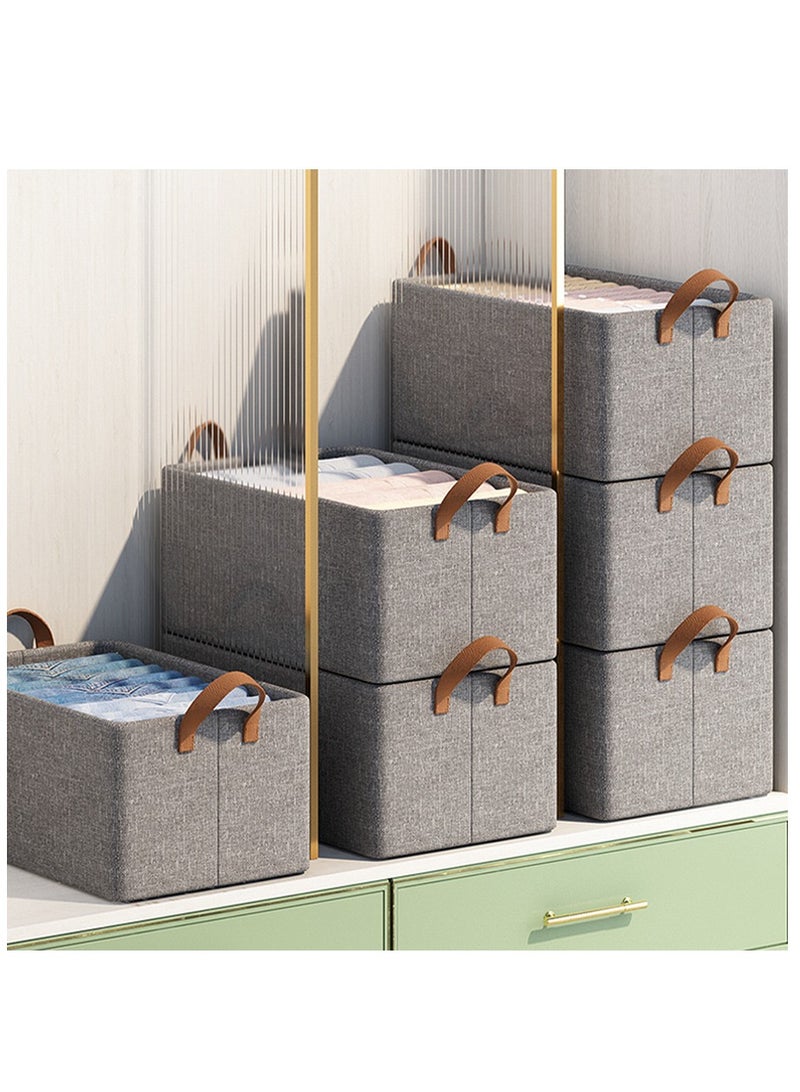 XiuWoo 6 Pack Foldable Wardrobe Clothes Organizer, Jeans Drawer Closet Organizer, Fabric Organizer Storage Bins, Closet Organizer Basket, Bedroom Clothes Storage Organization Box with Reinforced Handle - Image 2