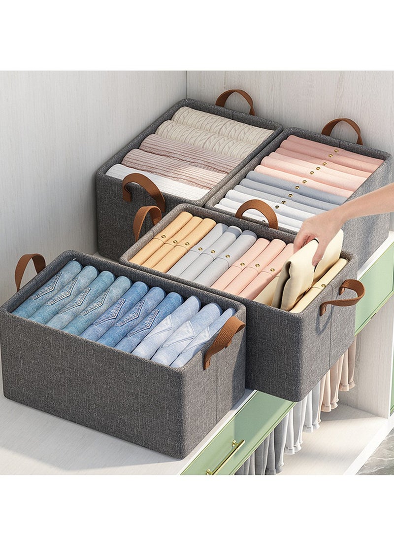 XiuWoo 6 Pack Foldable Wardrobe Clothes Organizer, Jeans Drawer Closet Organizer, Fabric Organizer Storage Bins, Closet Organizer Basket, Bedroom Clothes Storage Organization Box with Reinforced Handle - Image 3