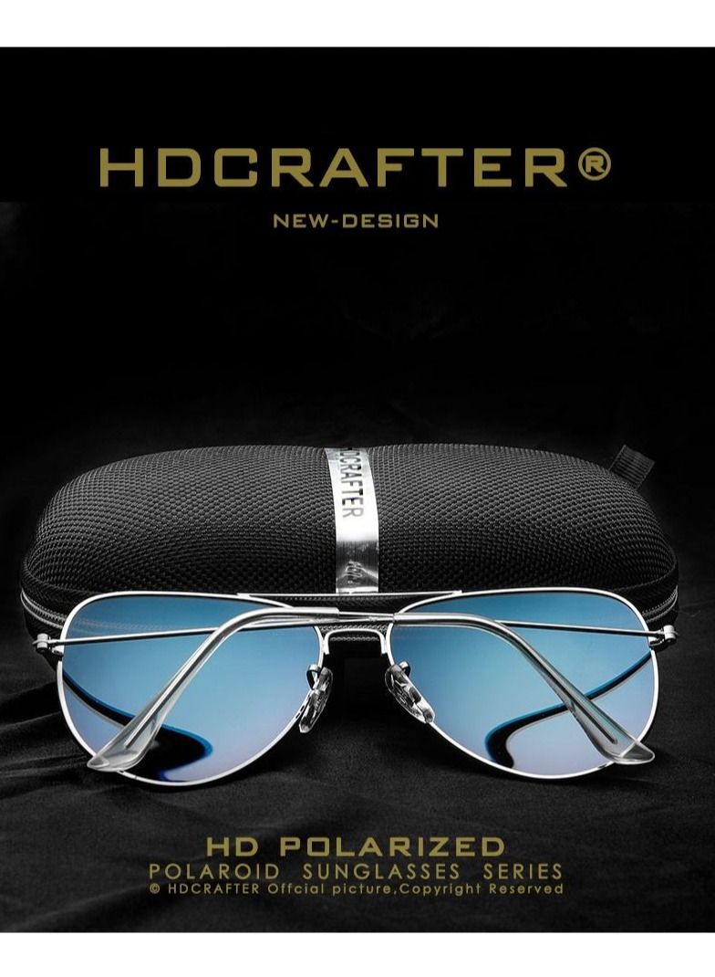 HDCRAFTER Men's Full Frame Polarized UV400 Pilot frame Sunglasses - Image 3