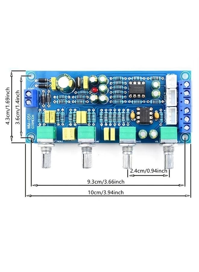NE5532 HiFi Audio Preamp Tone Control Board Single Power Supply Blue LED Display - Image 3