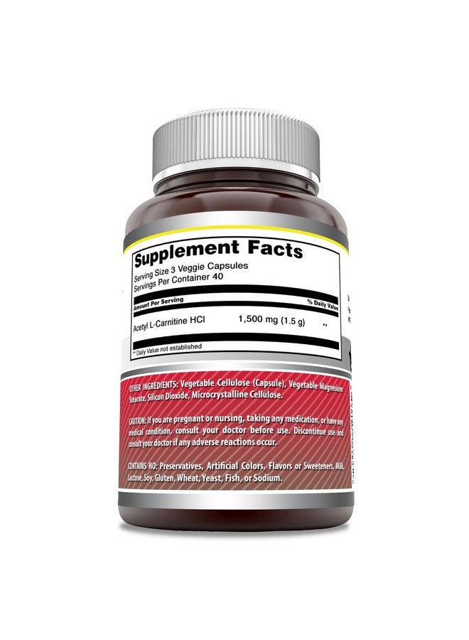 Amazing Nutrition Amazing Formulas Acetyl L-Carnitine 1500 Mg Per Serving Veggie Capsules Supplement | Non-GMO | Gluten Free | Made in USA | Suitable for Vegetarians (120 Count) | Pack of 2 - Image 3