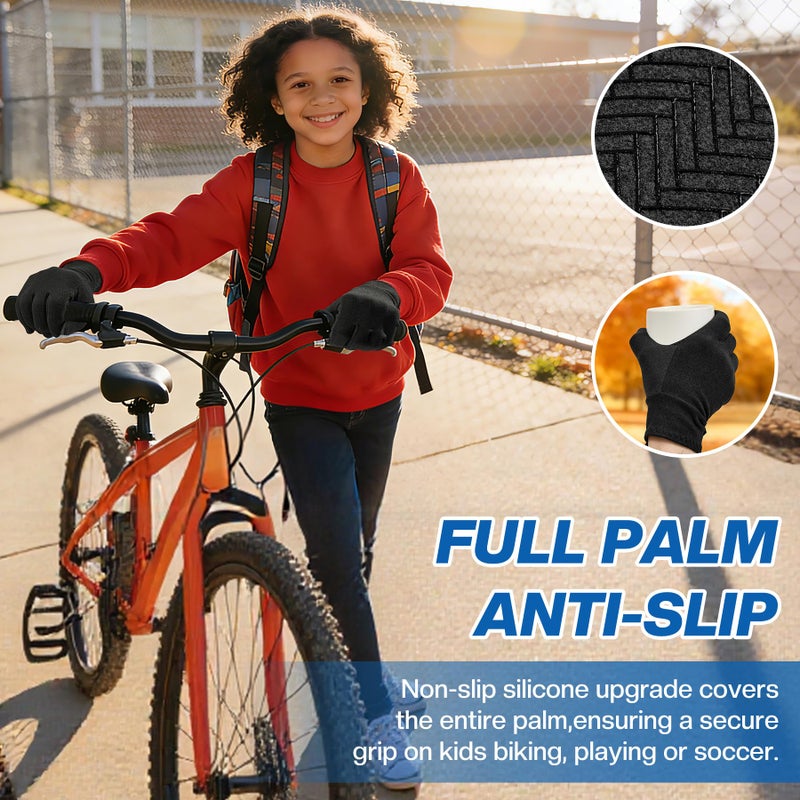 Sukeen Lightweight Kids Gloves for Boys Girls Touchscreen Anti-slip Winter Warm Liner Gloves Aged 4-10 Running Cycling Soccer - Image 5