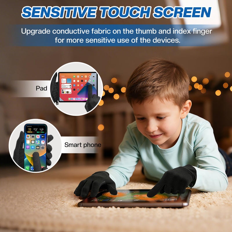 Sukeen Lightweight Kids Gloves for Boys Girls Touchscreen Anti-slip Winter Warm Liner Gloves Aged 4-10 Running Cycling Soccer - Image 3