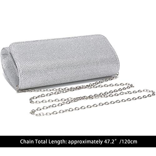 Outrip Women's Evening Bag Clutch Purse Glitter Party Wedding Handbag with Chain (Silver) - Image 4
