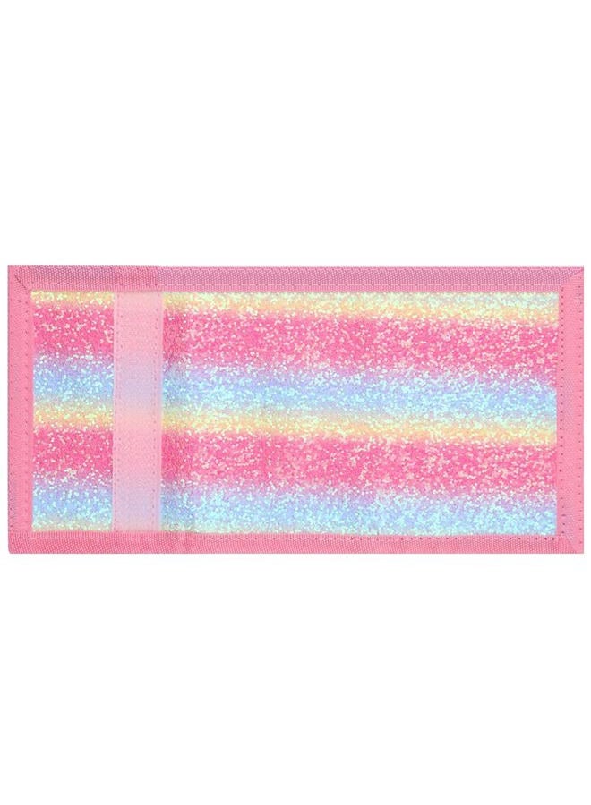 Polmmys RFID Trifold Canvas Outdoor Sports Wallet for Men, Cute Coin Purse with Zipper and Front Pocket for Kids, Camouflage Color, Bling07 Rose, Small, Glitter Style - Image 2