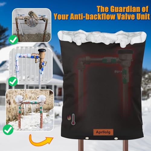 Aprllolg Backflow Preventer Insulation Cover, Pipe Insulation Covers Winter Freeze Protection,Irrigation Sprinkler Valve / Water Well Pump Insulated Pouch for Outside (Black, 14" W x 26" H) - Image 2