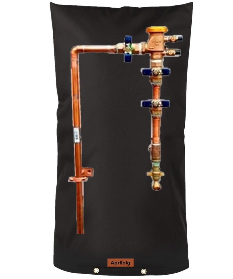 Aprllolg Backflow Preventer Insulation Cover, Pipe Insulation Covers Winter Freeze Protection,Irrigation Sprinkler Valve / Water Well Pump Insulated Pouch for Outside (Black, 14" W x 26" H) - Image 1