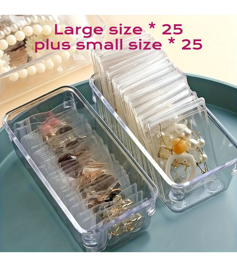 50pcs Small Transparent Self Sealing Storage Bags Reusable Jewelry Packaging - Image 1