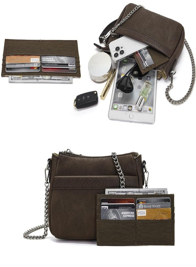 Idesort Small Crossbody Bag for Women Soft Vegan Leather Shoulder Purses Handbags with wallet Coffee - Image 4