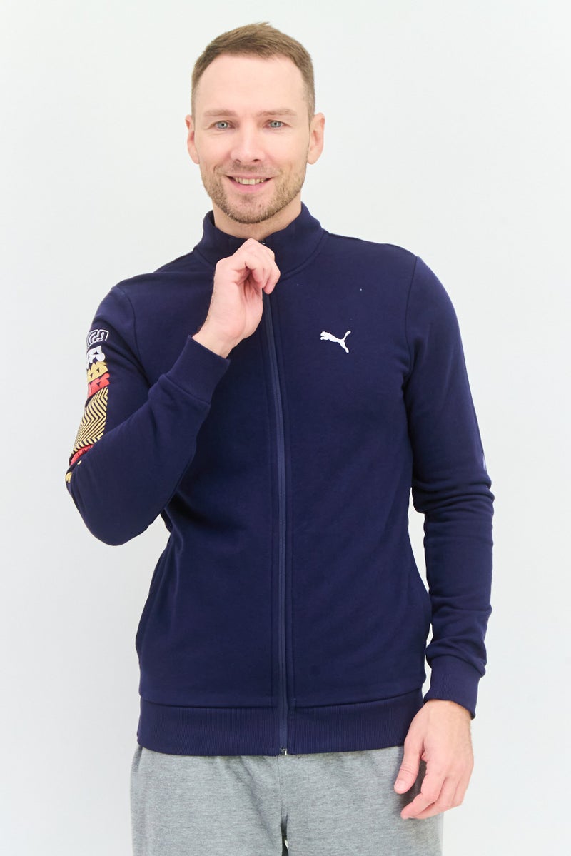PUMA Men Slim Fit Long Sleeves Outdoor Sweatshirt, Navy - Image 1