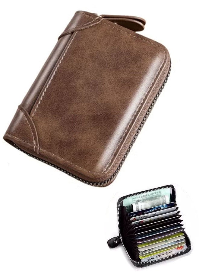 محفظة للرجال والنساء ذات سعة كبيرة وجيب قابل للطي بتصميم سحاب للبطاقات والشهادات وتخزين عملي للقهوة - Image 1