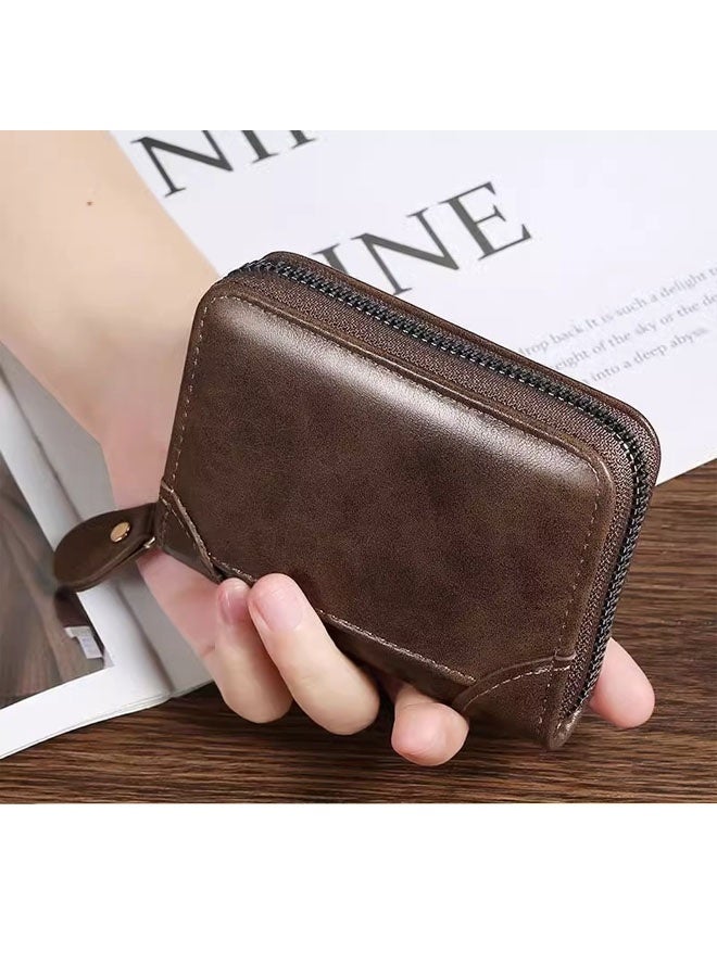 محفظة للرجال والنساء ذات سعة كبيرة وجيب قابل للطي بتصميم سحاب للبطاقات والشهادات وتخزين عملي للقهوة - Image 2