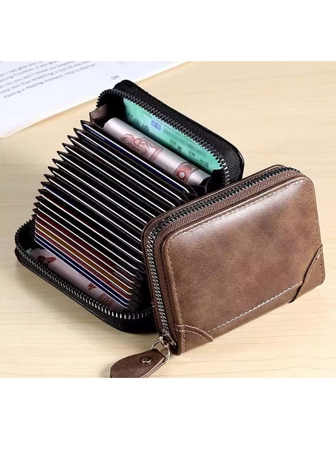 محفظة للرجال والنساء ذات سعة كبيرة وجيب قابل للطي بتصميم سحاب للبطاقات والشهادات وتخزين عملي للقهوة - Image 4