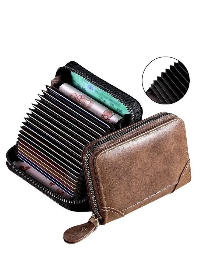 محفظة للرجال والنساء ذات سعة كبيرة وجيب قابل للطي بتصميم سحاب للبطاقات والشهادات وتخزين عملي للقهوة - Image 5