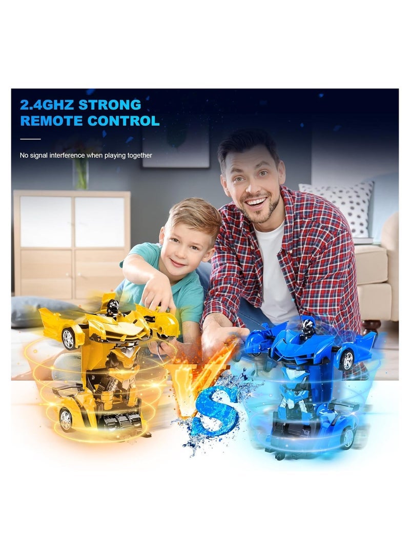 TJMR 2-in-1 transforming toy, Transforming Robot RC Car for Kids  Remote Control Sports Car with 360 Rotation and Easy Transformation, Perfect Interactive Toy Gift for Boys (Yellow) - Image 4