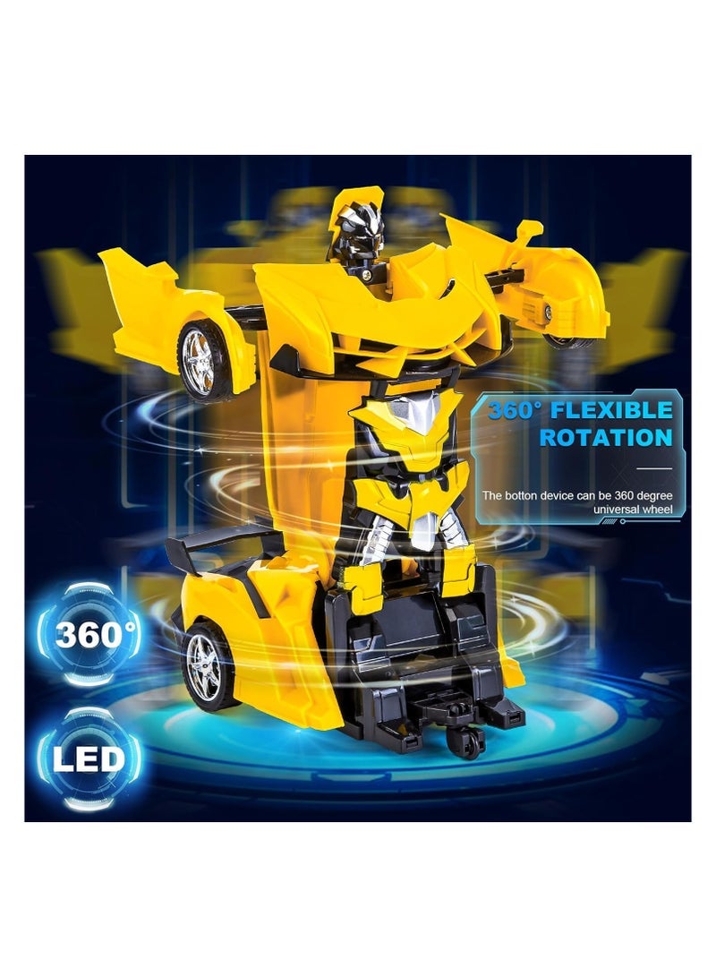 TJMR 2-in-1 transforming toy, Transforming Robot RC Car for Kids  Remote Control Sports Car with 360 Rotation and Easy Transformation, Perfect Interactive Toy Gift for Boys (Yellow) - Image 5