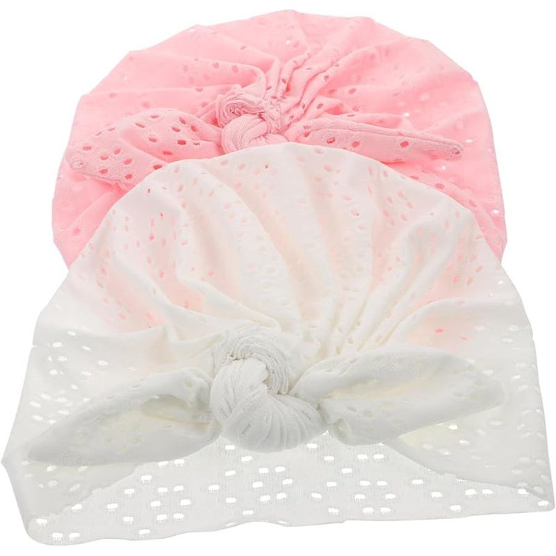 2Pcs Breathable Spring Autumn Infant Hats Hollow Out Design For Outdoor Daily Wear - Image 1