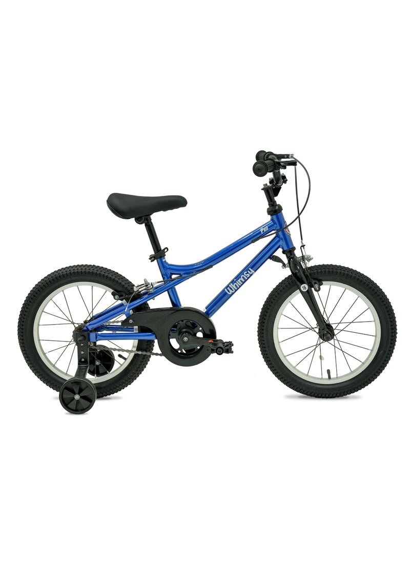 Whimsy Whimsy - Pro Aluminum 16" Kids Bike Lightweight Aluminum Frame, 2-Minute Assembly, Handbrake, Child-Friendly Cycle, Adjustable Saddle - Blue  - Image 1