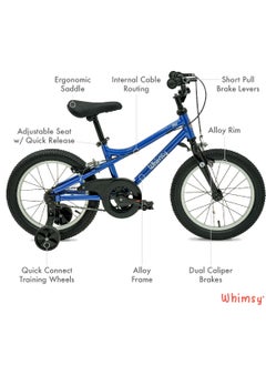 Whimsy Whimsy - Pro Aluminum 16" Kids Bike Lightweight Aluminum Frame, 2-Minute Assembly, Handbrake, Child-Friendly Cycle, Adjustable Saddle - Blue  - Image 3