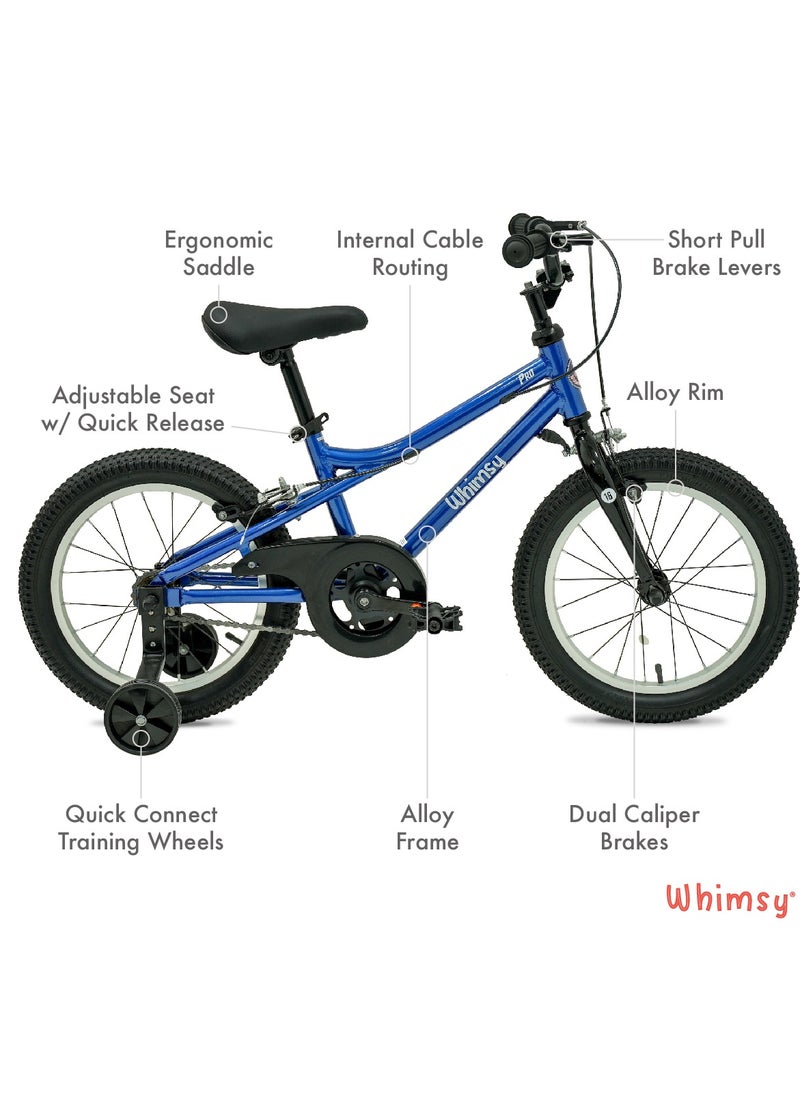 Whimsy Whimsy - Pro Aluminum 16" Kids Bike Lightweight Aluminum Frame, 2-Minute Assembly, Handbrake, Child-Friendly Cycle, Adjustable Saddle - Blue  - Image 3