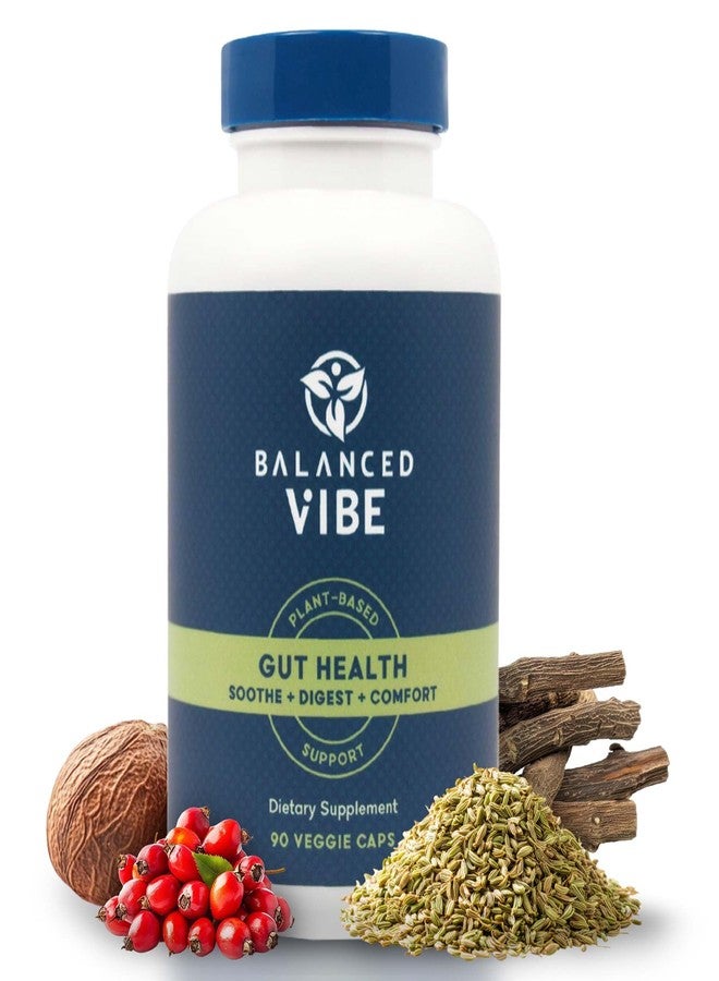 مكمل غذائي Balanced Vibe لصحة الأمعاء - راحة الجهاز الهضمي ودعم الأمعاء لامتصاص أفضل للعناصر الغذائية - نباتي مع إل-جلوتامين وتريفالا - نباتي، 90 كبسولة - Image 1
