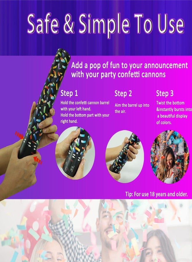 OceanWings Confetti Cannons 16 Inch Colorful Confetti Poppers Party Poppers for Wedding Celebration Birthday Party Baby Shower Decorations Christmas New Year Graduation 6 Pack - Image 2
