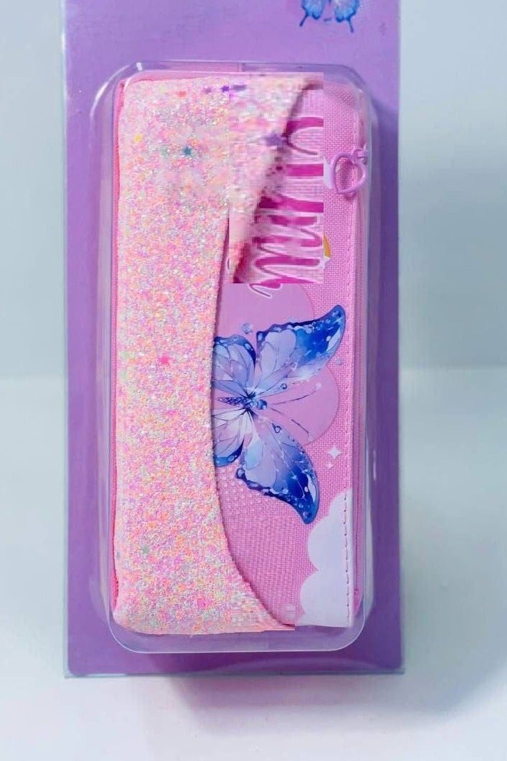 مقلمة  الخامة القماش المطرز  2 سوسته بالألوان المختلفة فراشة