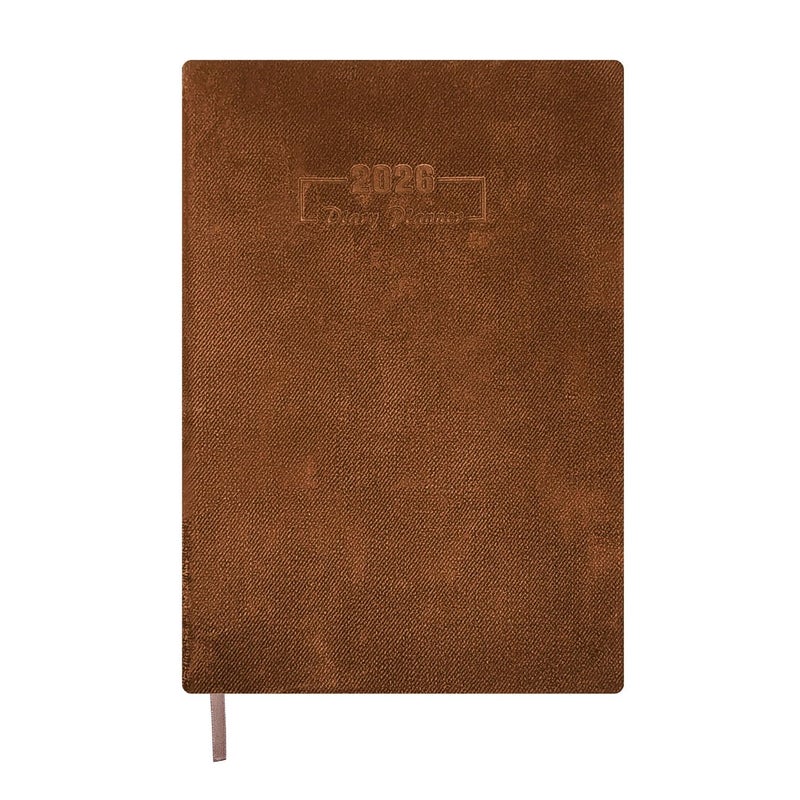 NUOVI 2026 Daily Planner | A5 Size Diary with Soft Velvet Cover - 80GSM Pages | 365 Days Planner for Office, Personal Use, New Year & Corporate Gifting (Brown) - Image 5