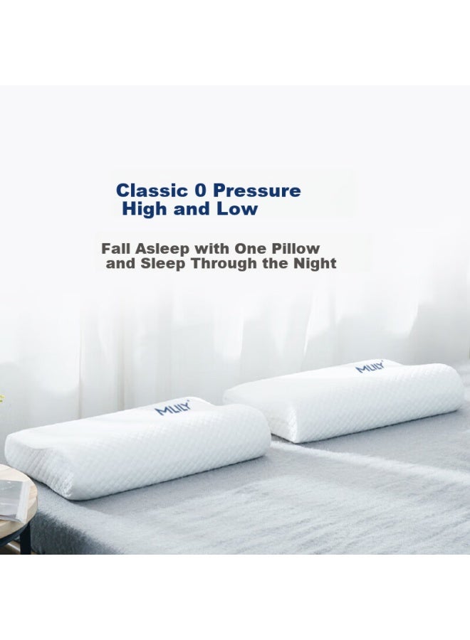 Mlily Zero Pressure Slow Rebound Memory Foam Pillow, Cervical Support Pillow, Sleeping Pillow For Single Person, 0 Pressure High And Low Pillow