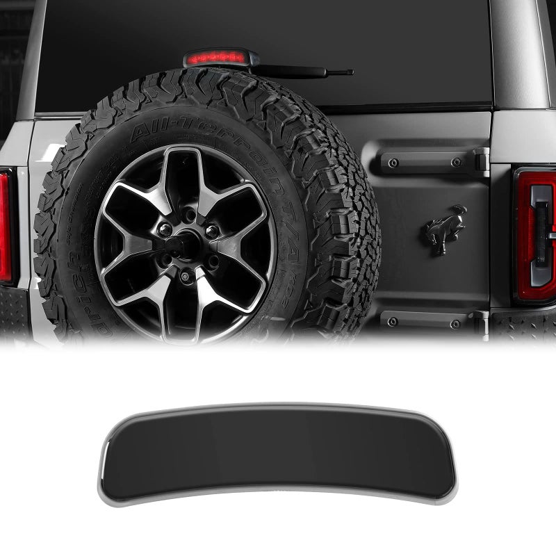 LitMiRaCle 3rd Brake Light Cover Third High Mount Stop Light Cover Compatible with Ford Bronco 2021 2022 2023 24 Door Smoke Black