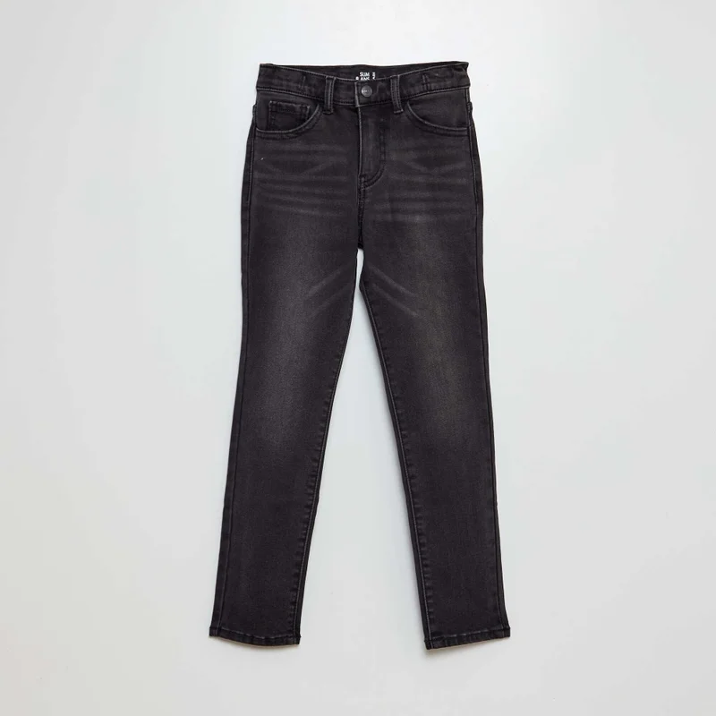 Kiabi Plain Slim-Fit Jeans Grey