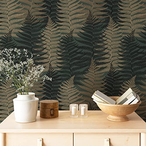 JiffDiff Botanical Fern Wallpaper 236.22" x17.7" Leaf Peel and Stick Wallpaper Green Grunge Ferns Removable Botanical Greenery Self Adhesive - Image 5