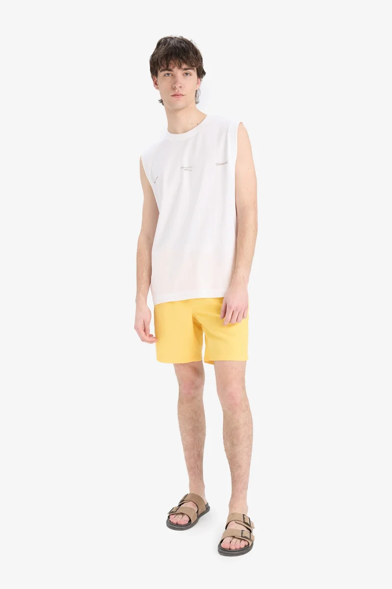 Regular Fit Mesh Lined Lightweight Fabric Swim Shorts