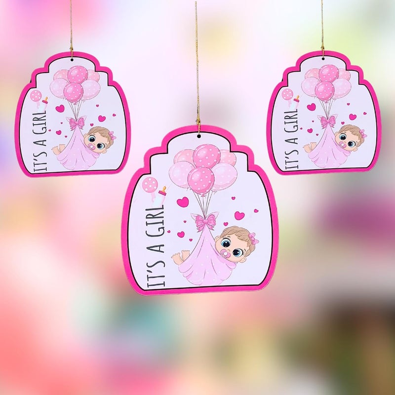DIGI ART'S Digi Arts Its a Girl Hanging Decoration Pack of 10 Adorable Paper Cutouts for Baby Welcome Celebration and Home Dcor - Image 1