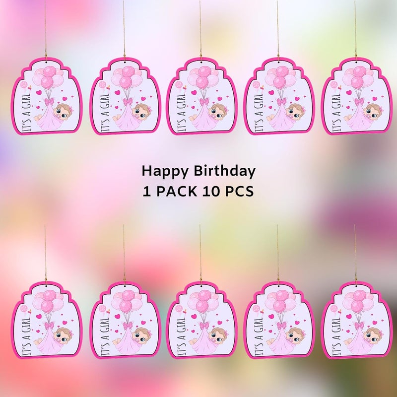 DIGI ART'S Digi Arts Its a Girl Hanging Decoration Pack of 10 Adorable Paper Cutouts for Baby Welcome Celebration and Home Dcor - Image 5