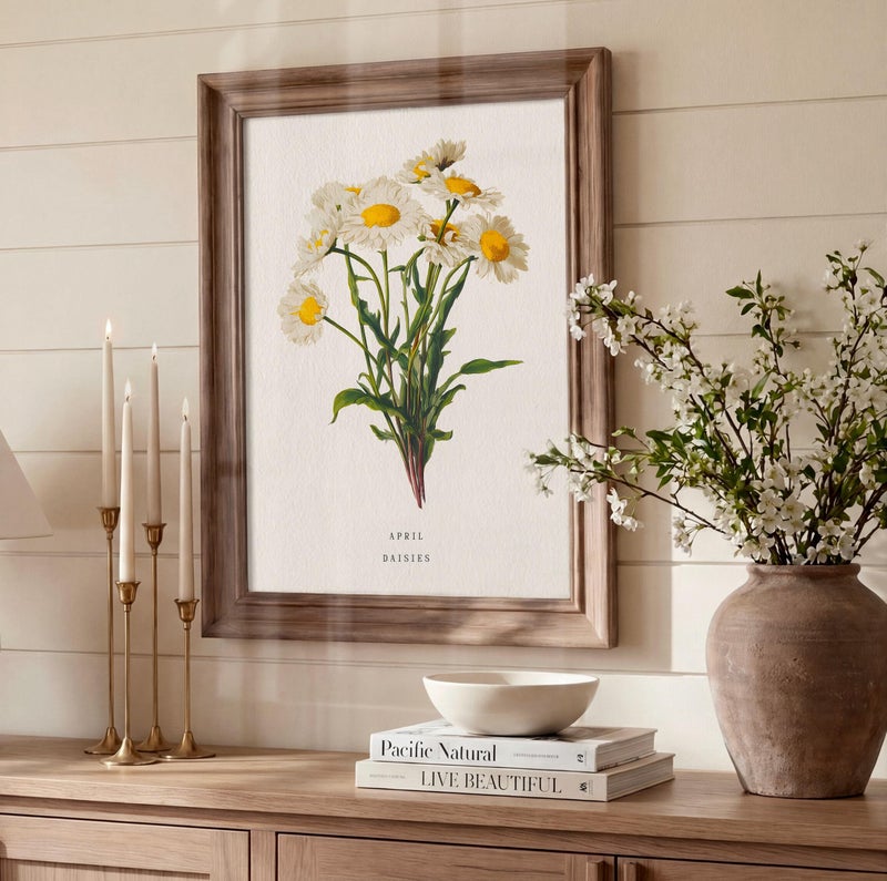 TNESSENTIAL April Daisy Birth Flower Wall Art Print: Vintage Botanical Poster, Spring Decor - Image 5