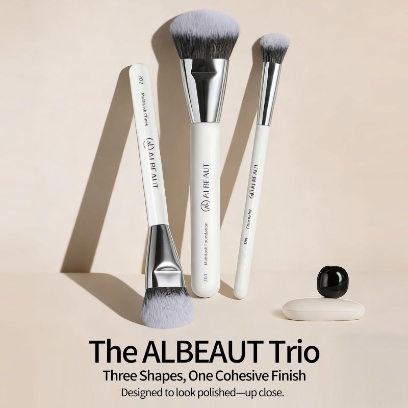Albeaut Makeup Brush for Foundation Concealer Blush Contour Liquid Cream Blending Angled Shape - Image 2