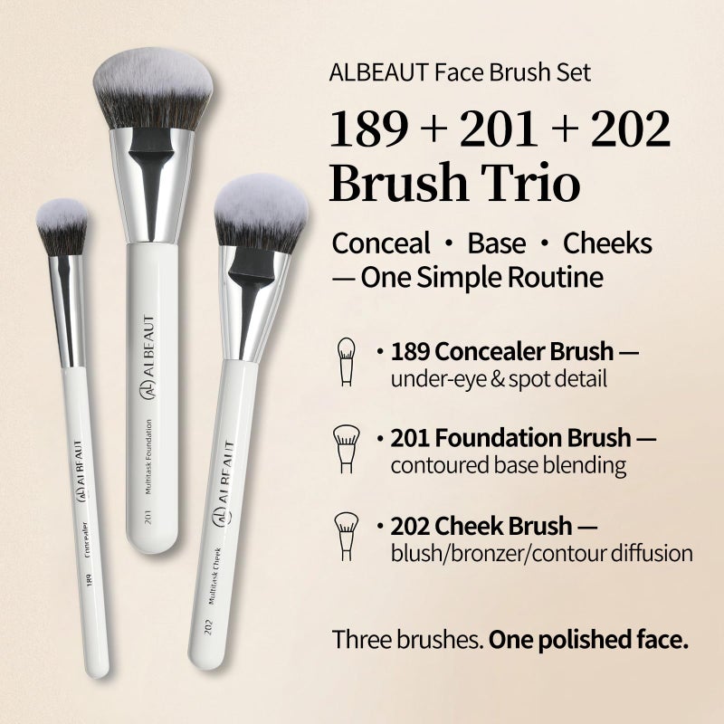 Albeaut Makeup Brush for Foundation Concealer Blush Contour Liquid Cream Blending Angled Shape - Image 3
